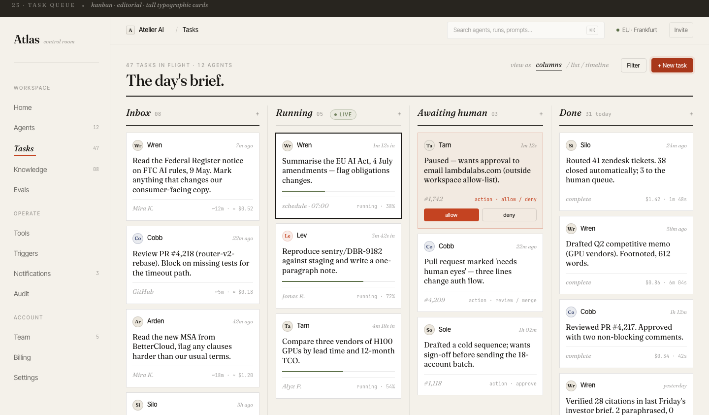 Atlas — tasks list