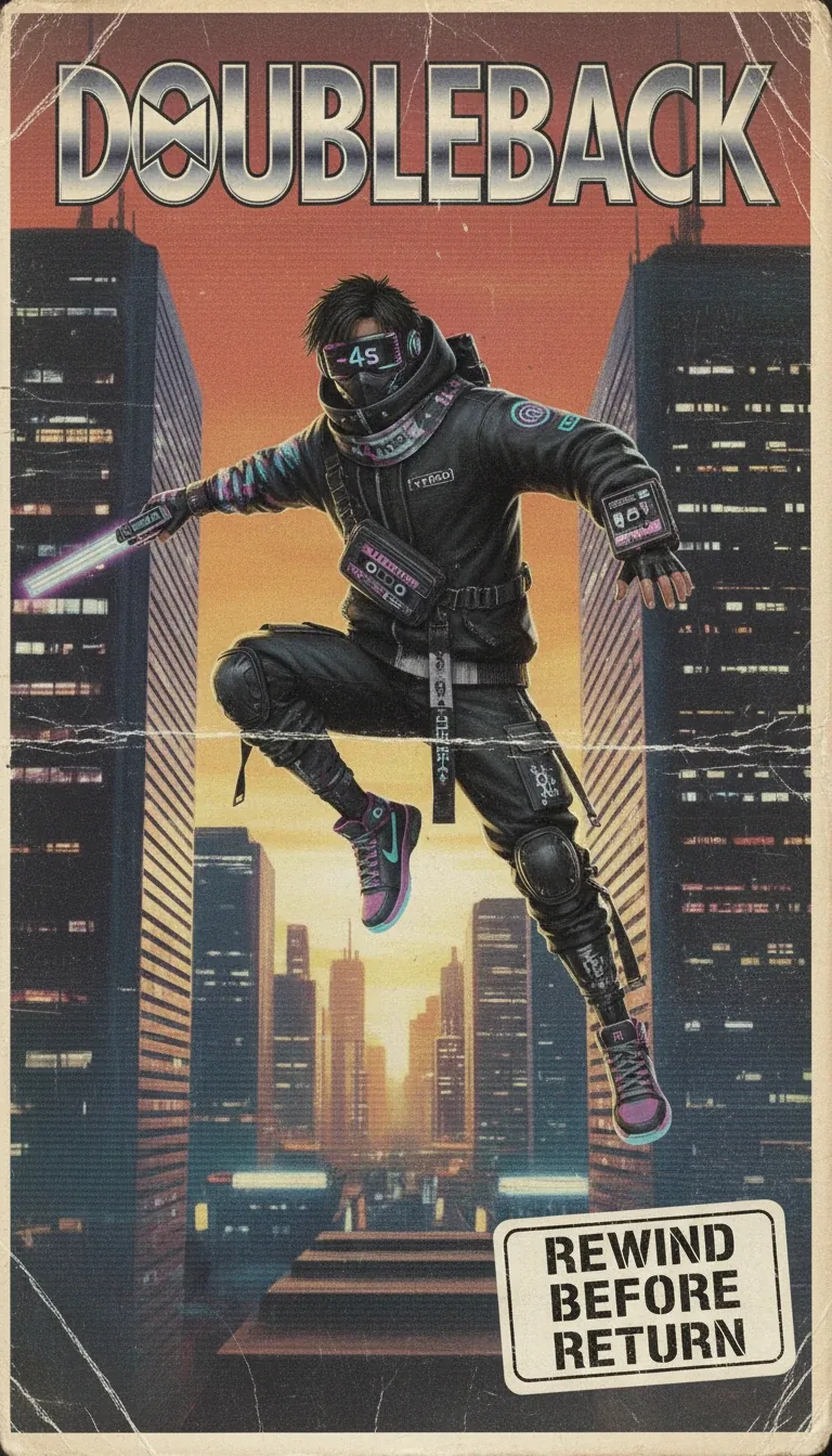 Glitch, the courier — retro VHS poster