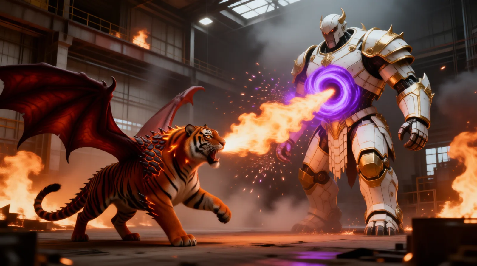 Ogne breathes fire at the Juggernaut