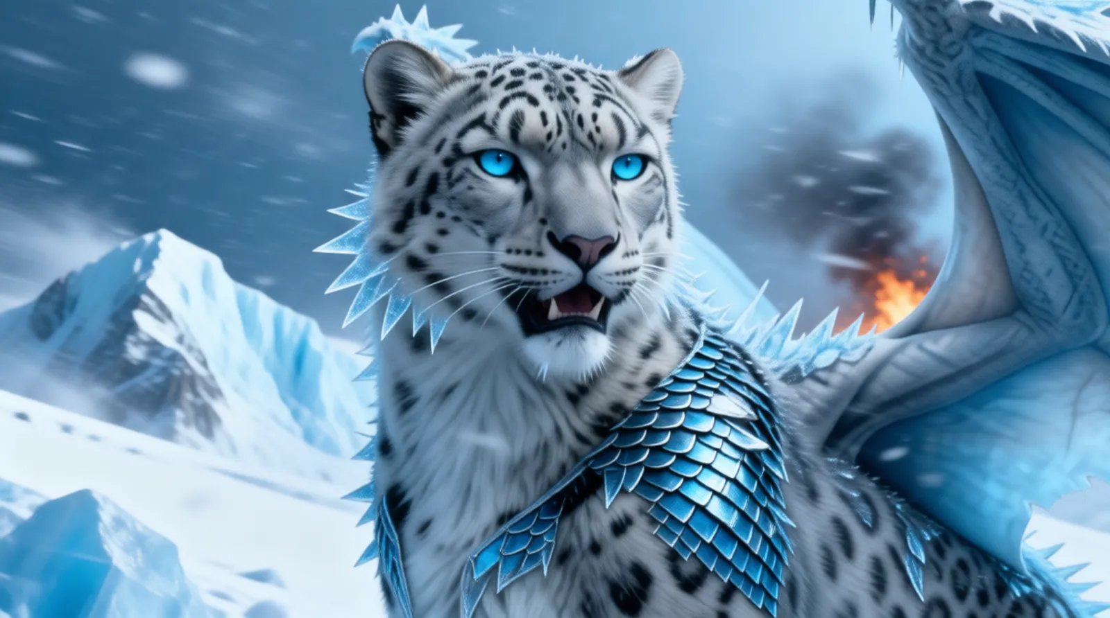 Ledo roaring in the snow