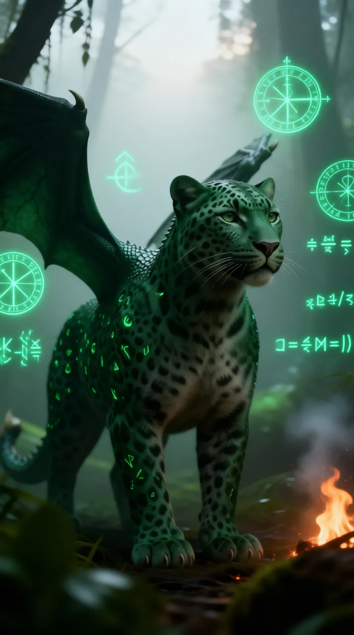 Charo, the emerald leopard-dragon of time