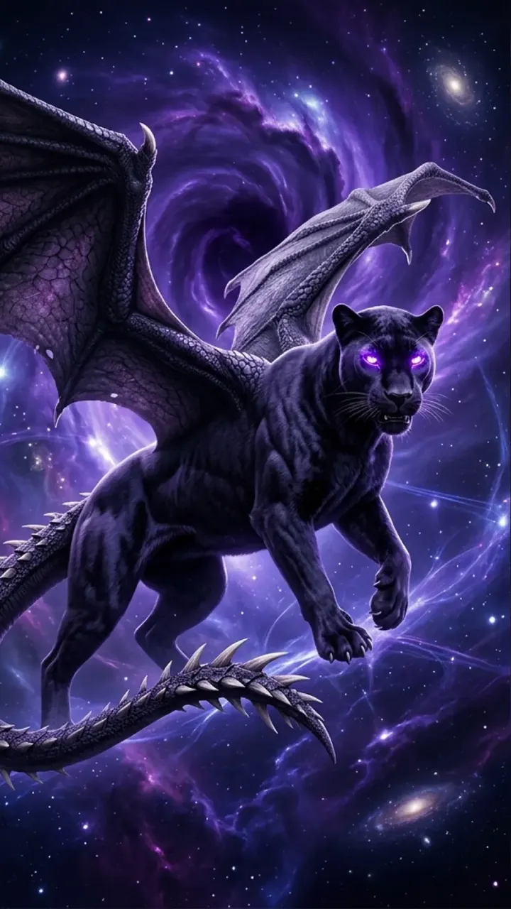 Echomir, the black panther-dragon of the void