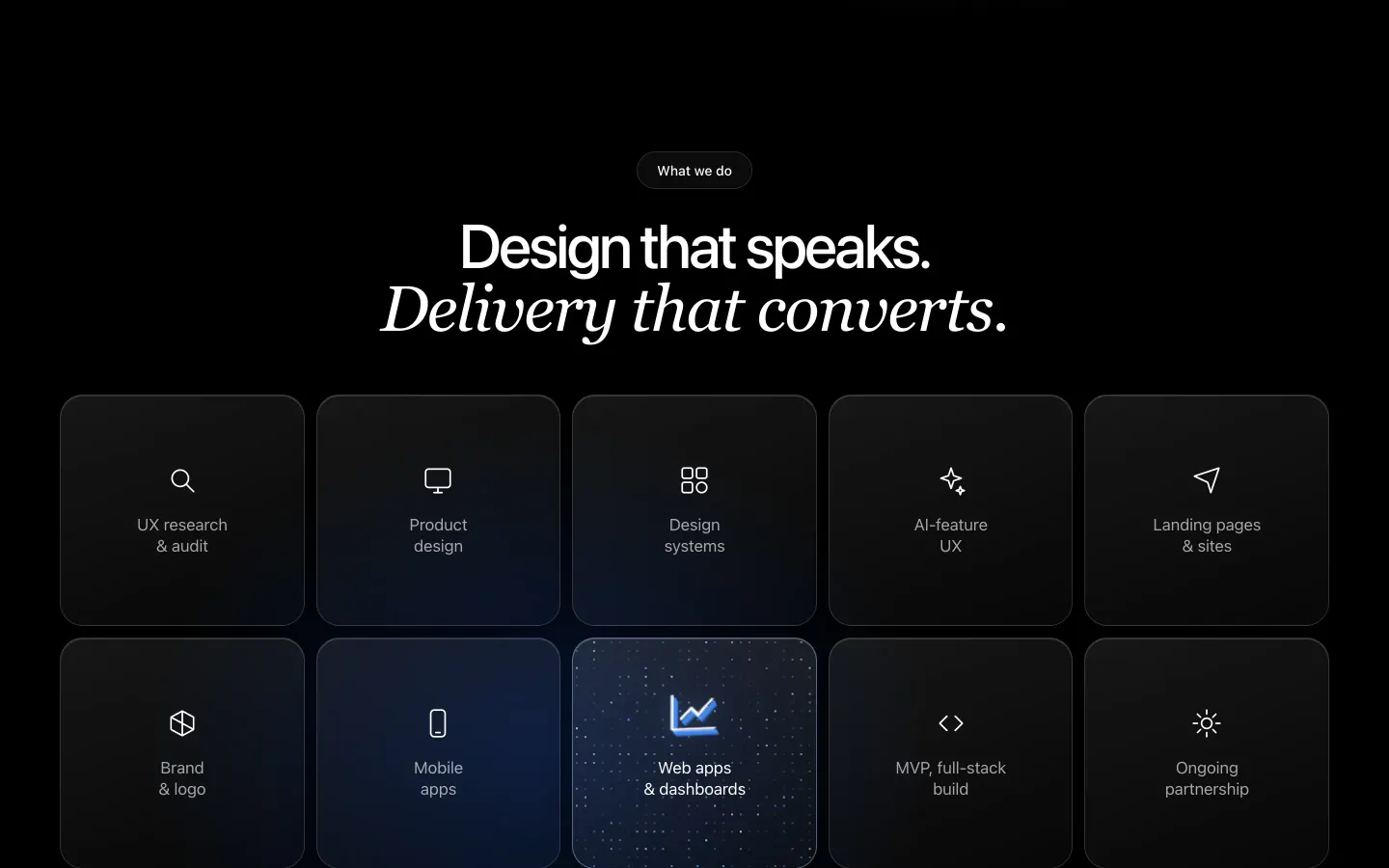 Service tiles, web apps on hover