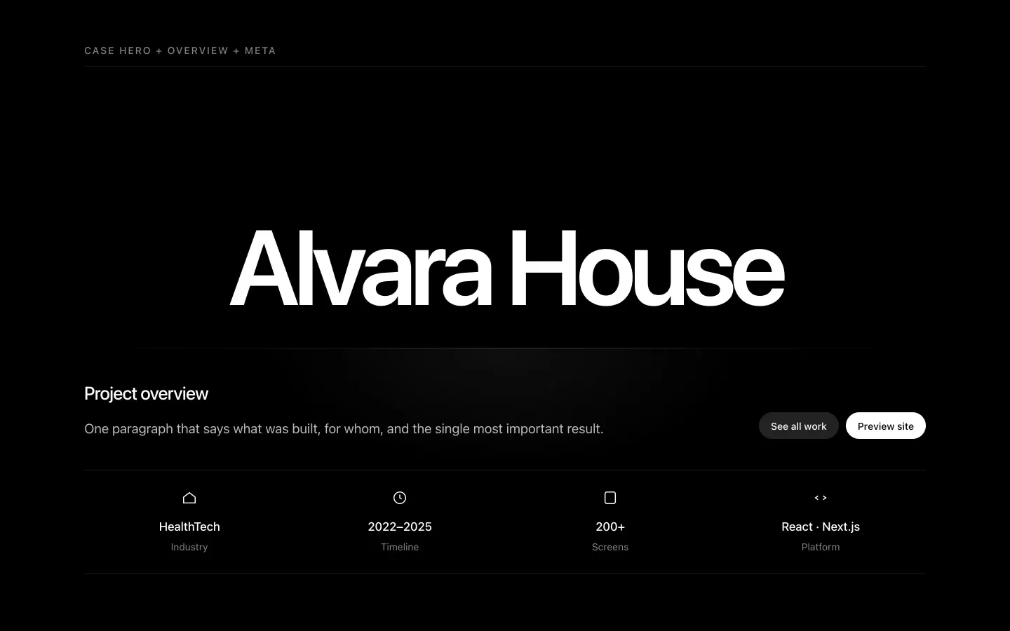UI kit: case hero, overview and meta